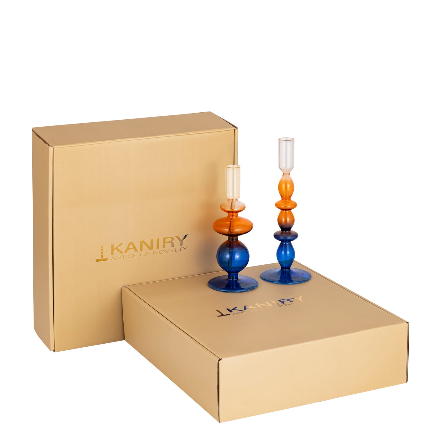 Aurora Duo Glass Candle Holder - Set of 2