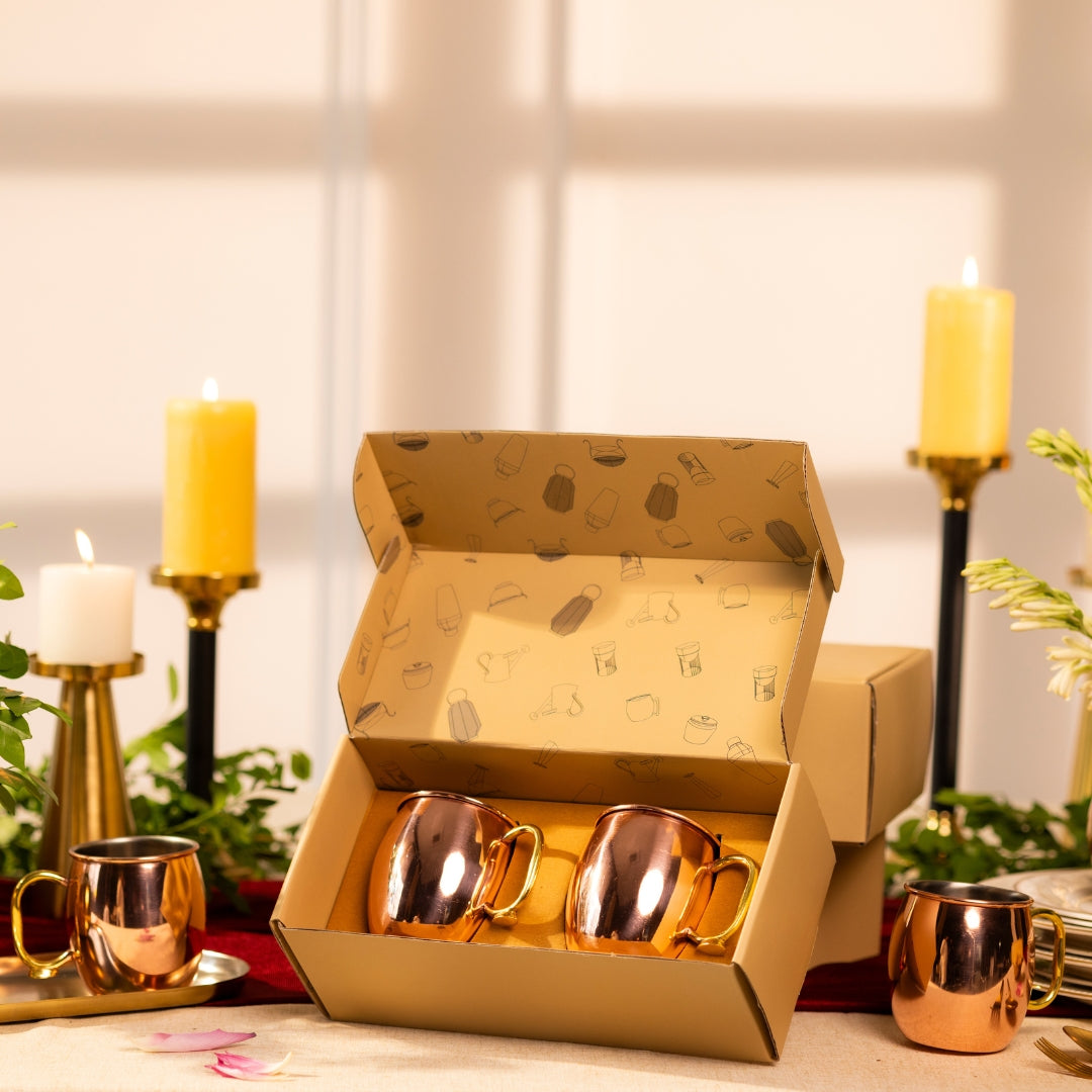 COPPER FINISH KHACHCHA MUG SET OF 2