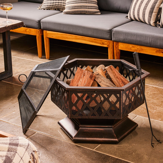 HEXAVE - 27.5 Inch Wrought Iron Hexagonal Fire Pit