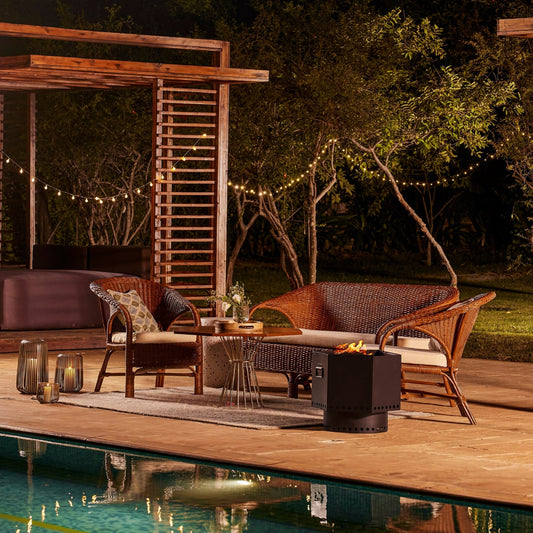 20.5 Inch Black Iron Salvo Smoke-less Hexagonal Firepit