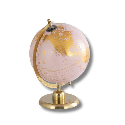 Romance Travel Pink Gold Globe Decor Object