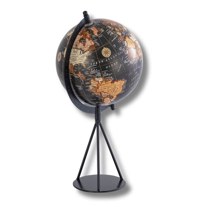 Night Travel Black Gold Globe Decor Object