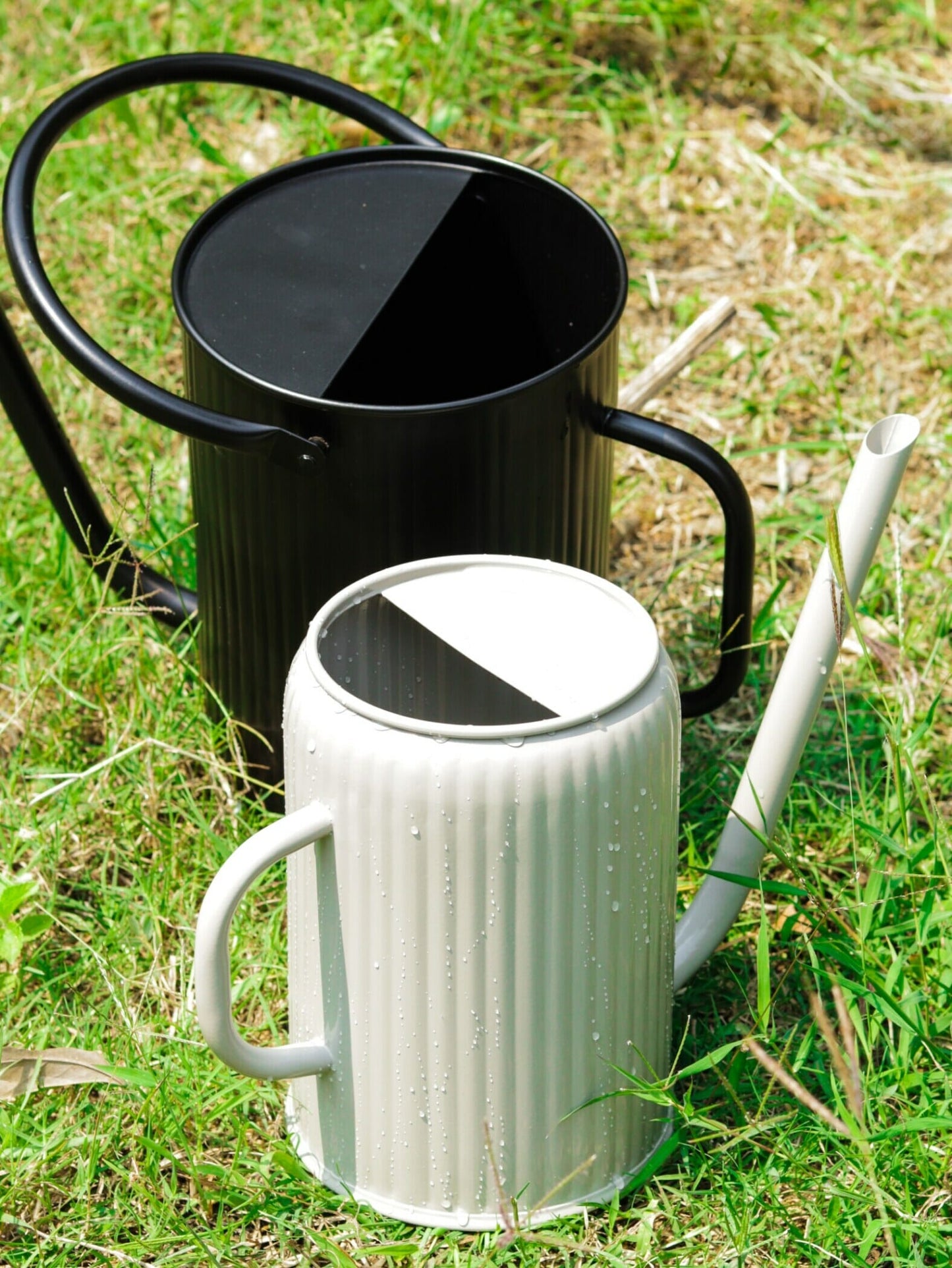 Flutted Metal Warm Grey Watering Can