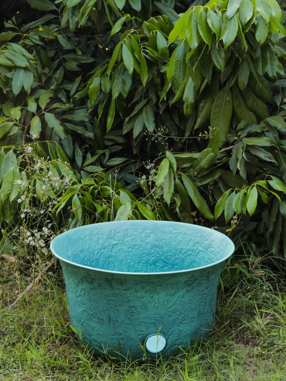 Turquoise Metal Hose Pot