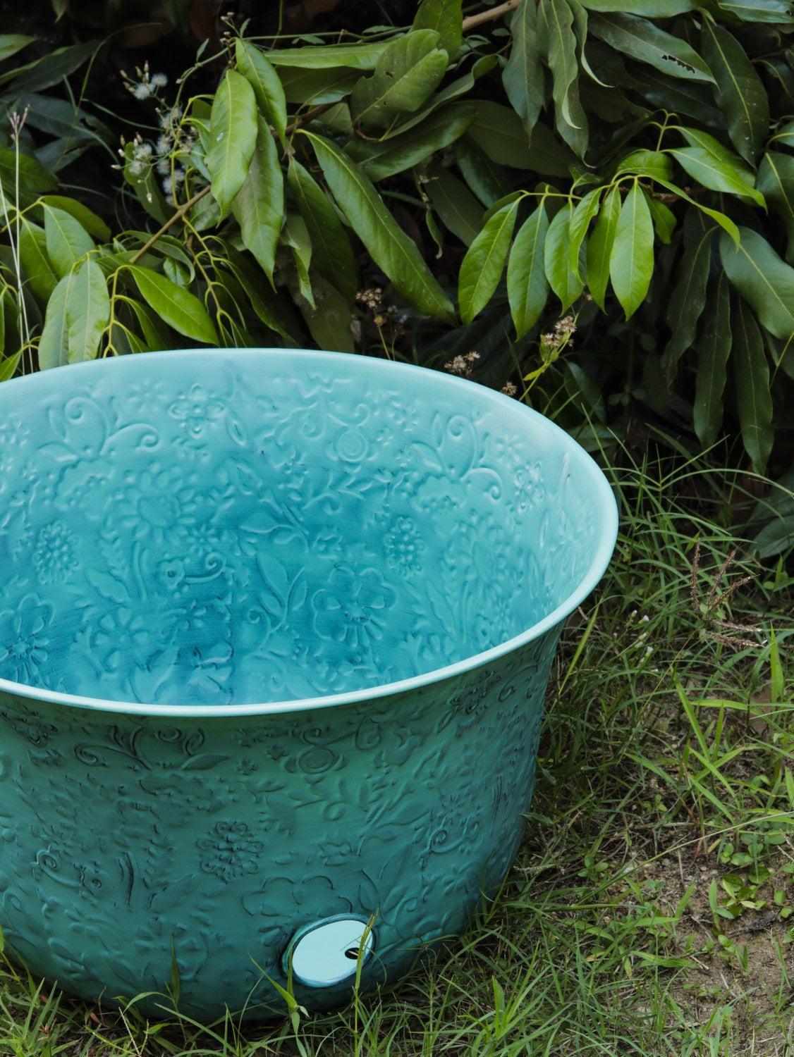 Turquoise Metal Hose Pot