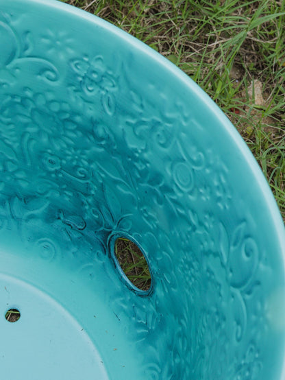 Turquoise Metal Hose Pot