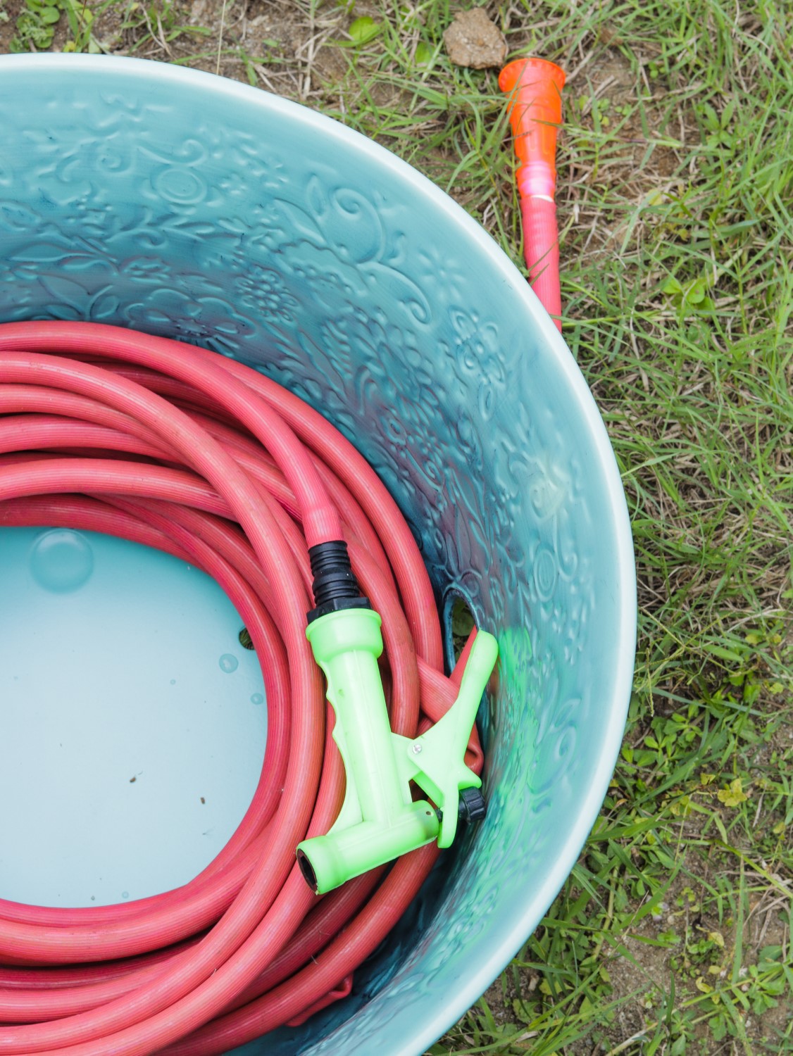 Turquoise Metal Hose Pot