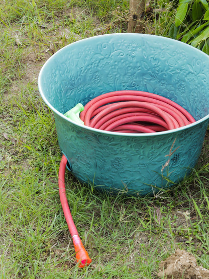 Turquoise Metal Hose Pot