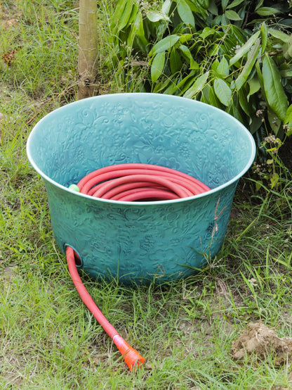 Turquoise Metal Hose Pot