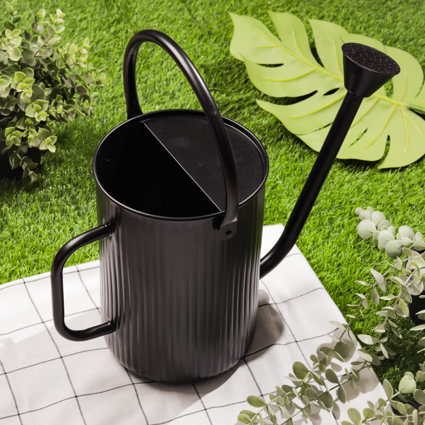 Flutted Metal Black Watering Can
