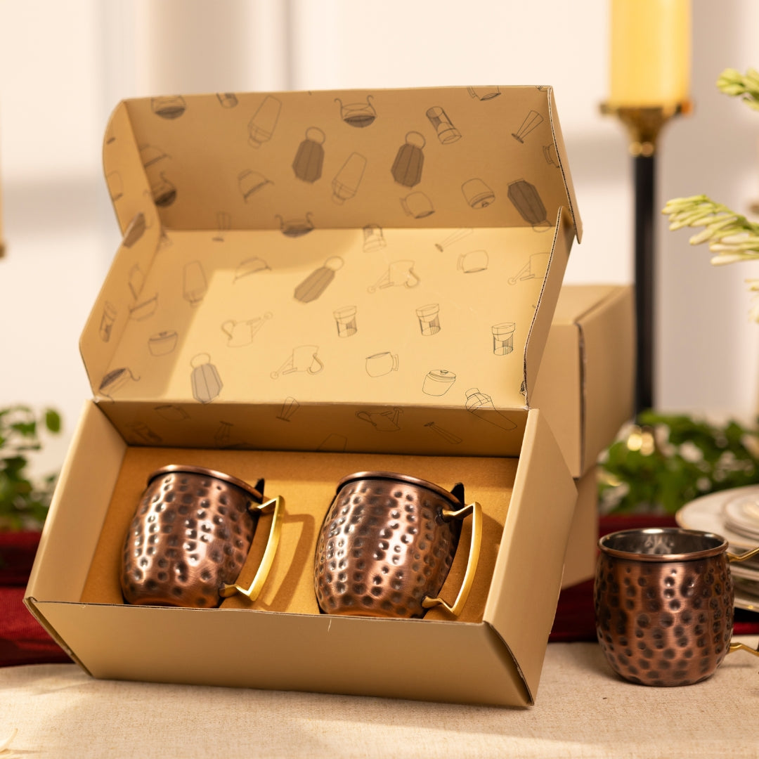 ANTIQUE FINISH DRINKING GLASSES SET OF 2