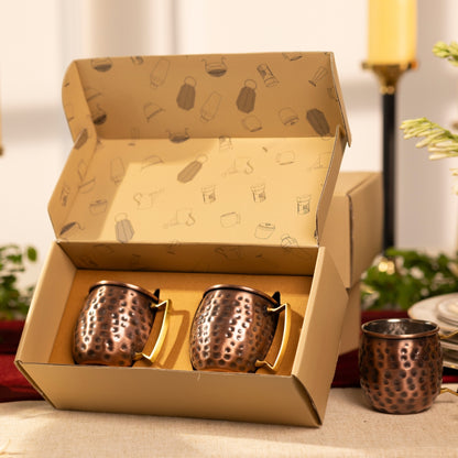 ANTIQUE FINISH DRINKING GLASSES SET OF 2