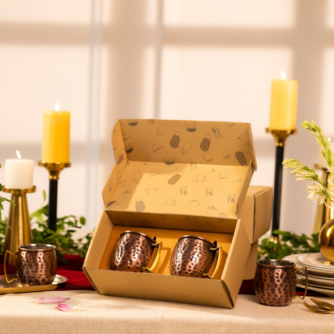 ANTIQUE FINISH DRINKING GLASSES SET OF 2