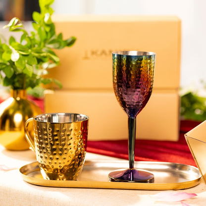 RAINBOW FINISH CHAMPAGNE GLASSES SET OF 2