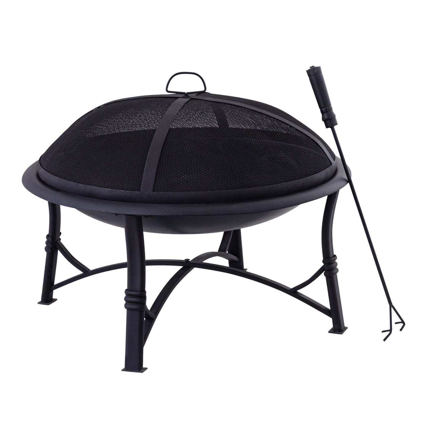 PALEMO - 29.3 Inch Outdoor Iron Fire Pit Set with Airflow technology