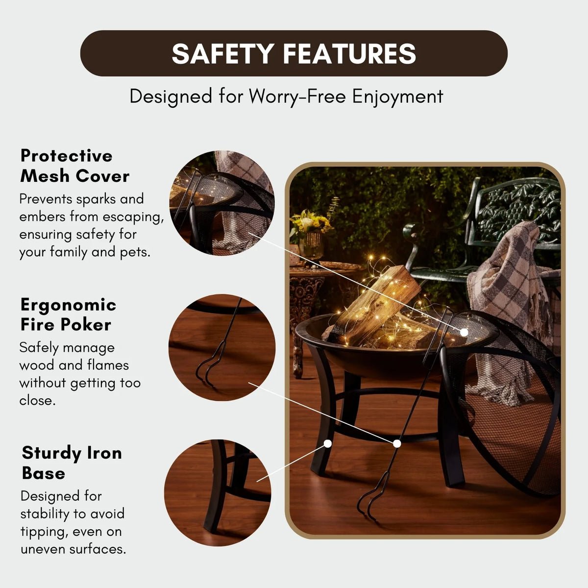 22 Inch Black Iron Bryne Firepit