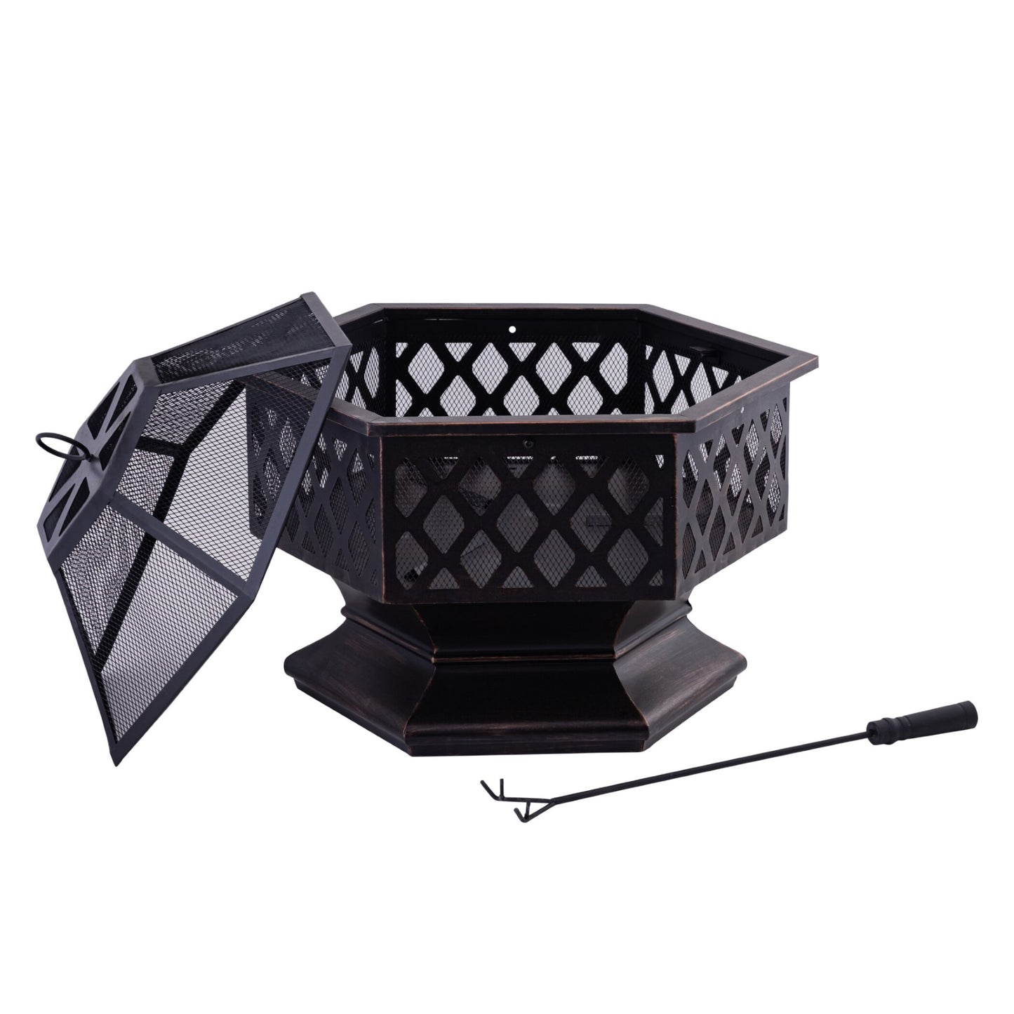 HEXAVE - 27.5 Inch Wrought Iron Hexagonal Fire Pit