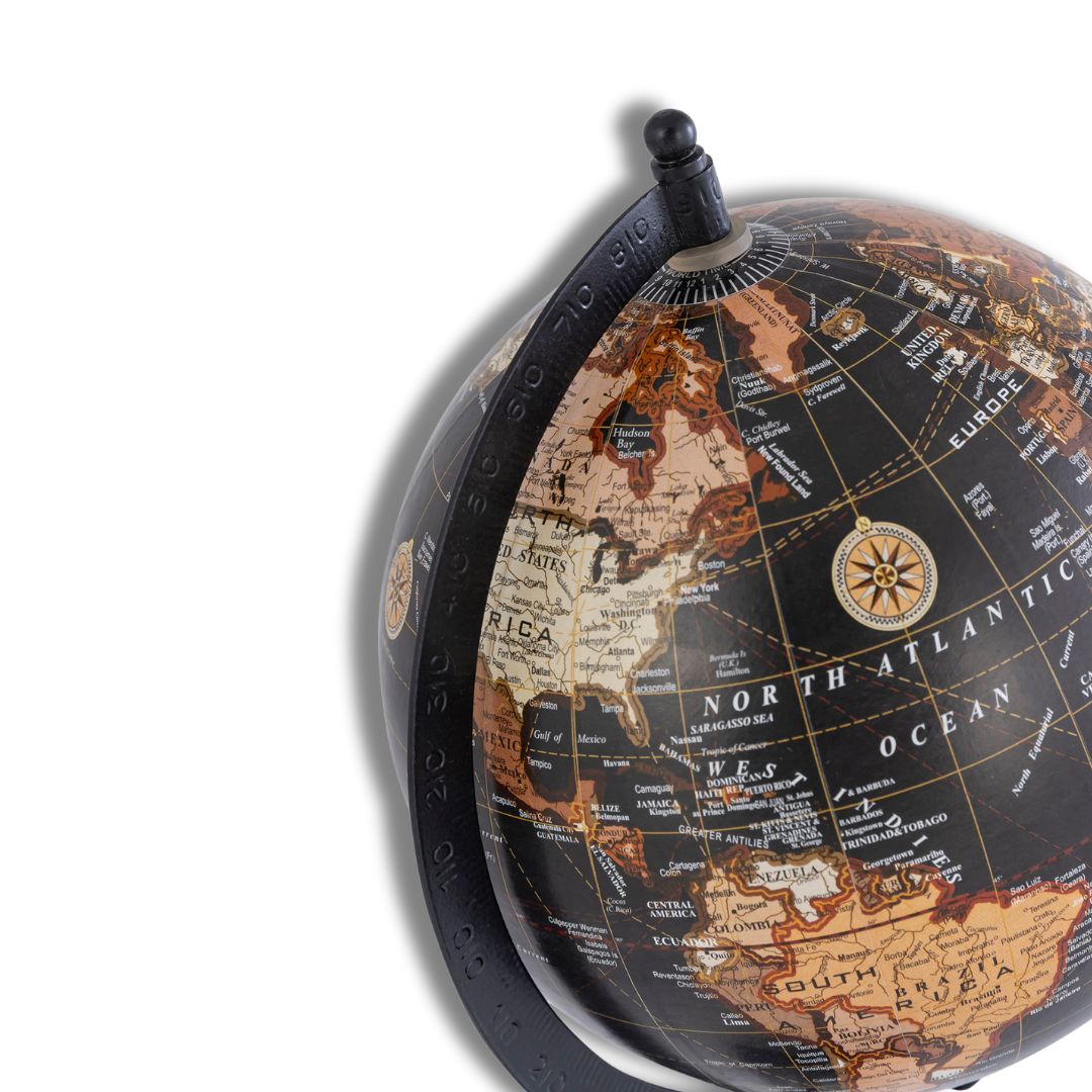 Night Travel Black Gold Globe Decor Object