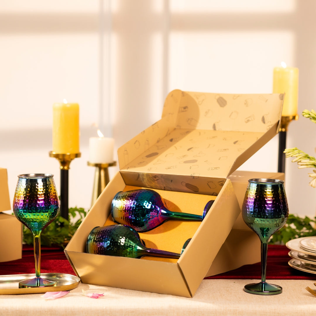 RAINBOW FINISH WINE GLASSES SET OF 2