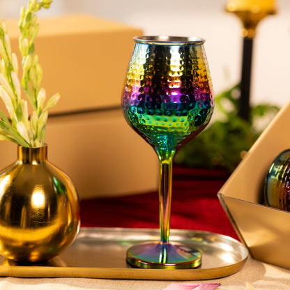 RAINBOW FINISH WINE GLASSES SET OF 2