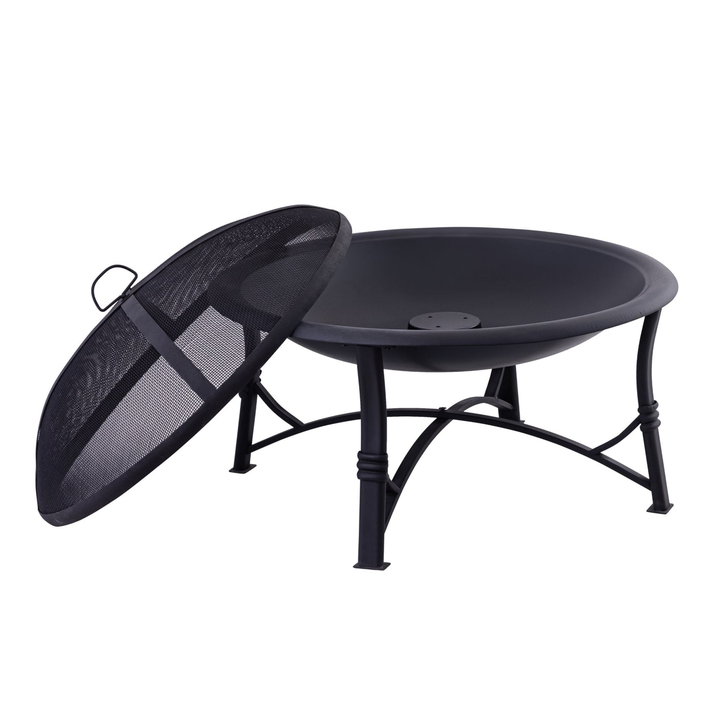 PALEMO - 29.3 Inch Outdoor Iron Fire Pit Set with Airflow technology