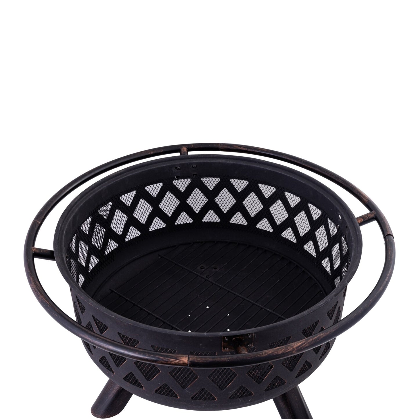 LATICE - 36 inch Black Outdoor Iron Fire Pit