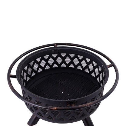 LATICE - 36 inch Black Outdoor Iron Fire Pit