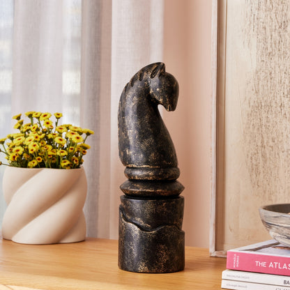 KNIGHT WOODEN BLACK DECOR OBJECT