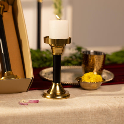 Black & Gold Candle Holders- Set Of 3