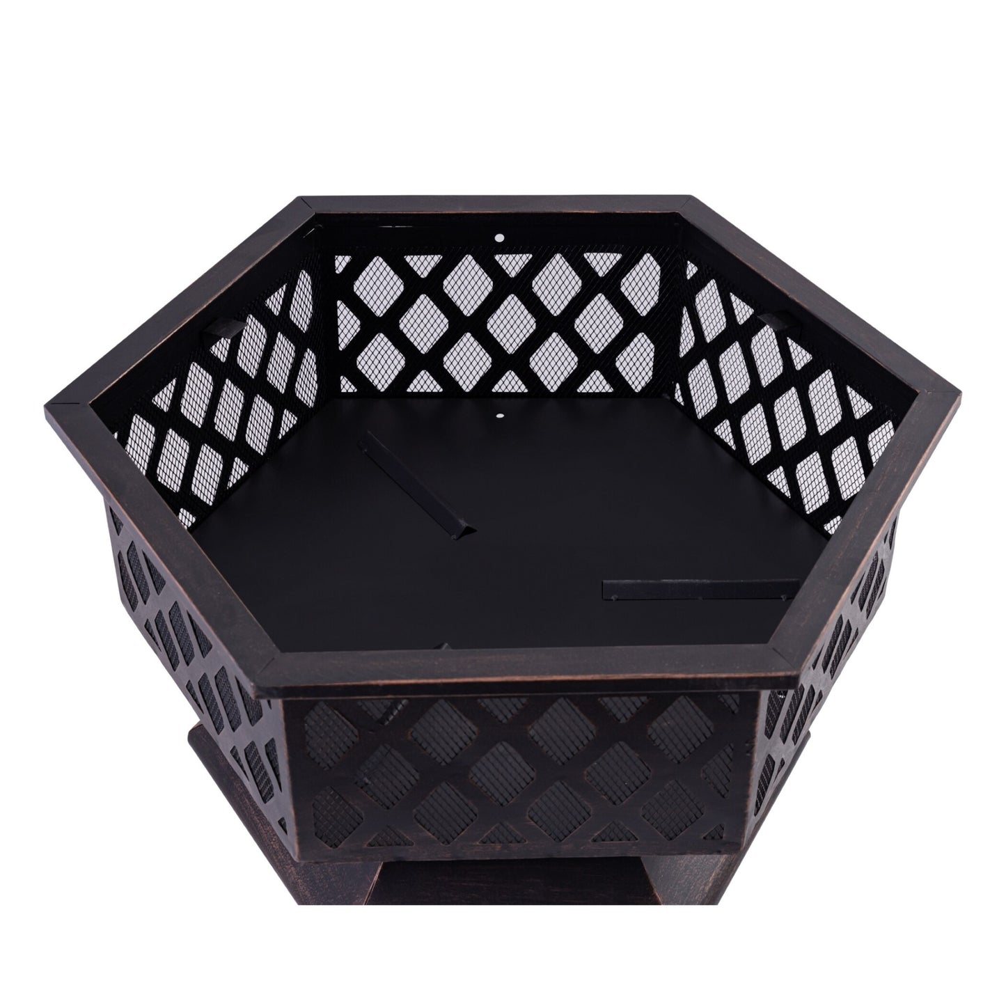 HEXAVE - 27.5 Inch Wrought Iron Hexagonal Fire Pit