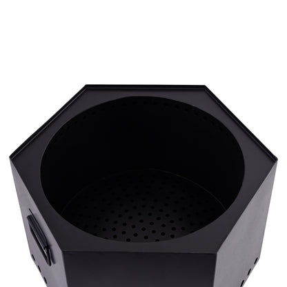 20.5 Inch Black Iron Salvo Smoke-less Hexagonal Firepit