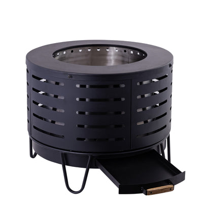 24.5 Inch Black Iron Volley Smoke-less Firepit