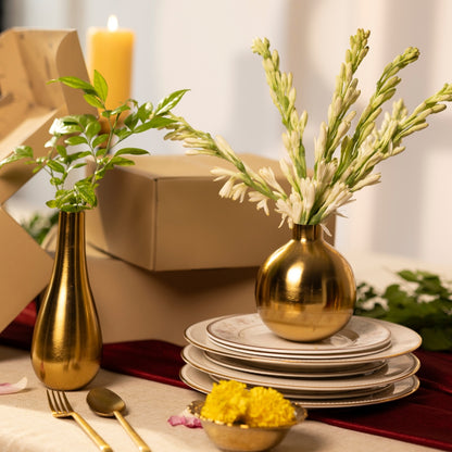 GOLD PREMIUM FINISH SMALL VASES SET OF 2