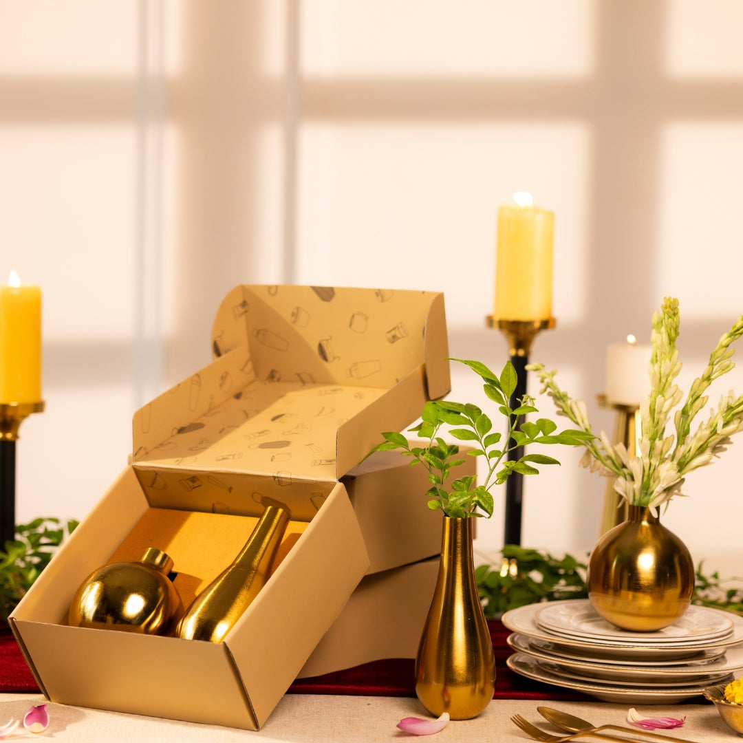 GOLD PREMIUM FINISH SMALL VASES SET OF 2