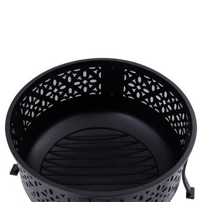24.5 Inch Black Iron Diamond Cut Firepit