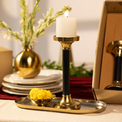 Black & Gold Candle Holders- Set Of 3