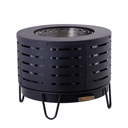 24.5 Inch Black Iron Volley Smoke-less Firepit