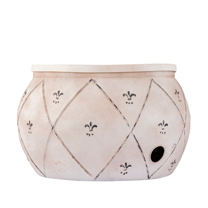 Drum Ivory Antique Metal Hose Pot