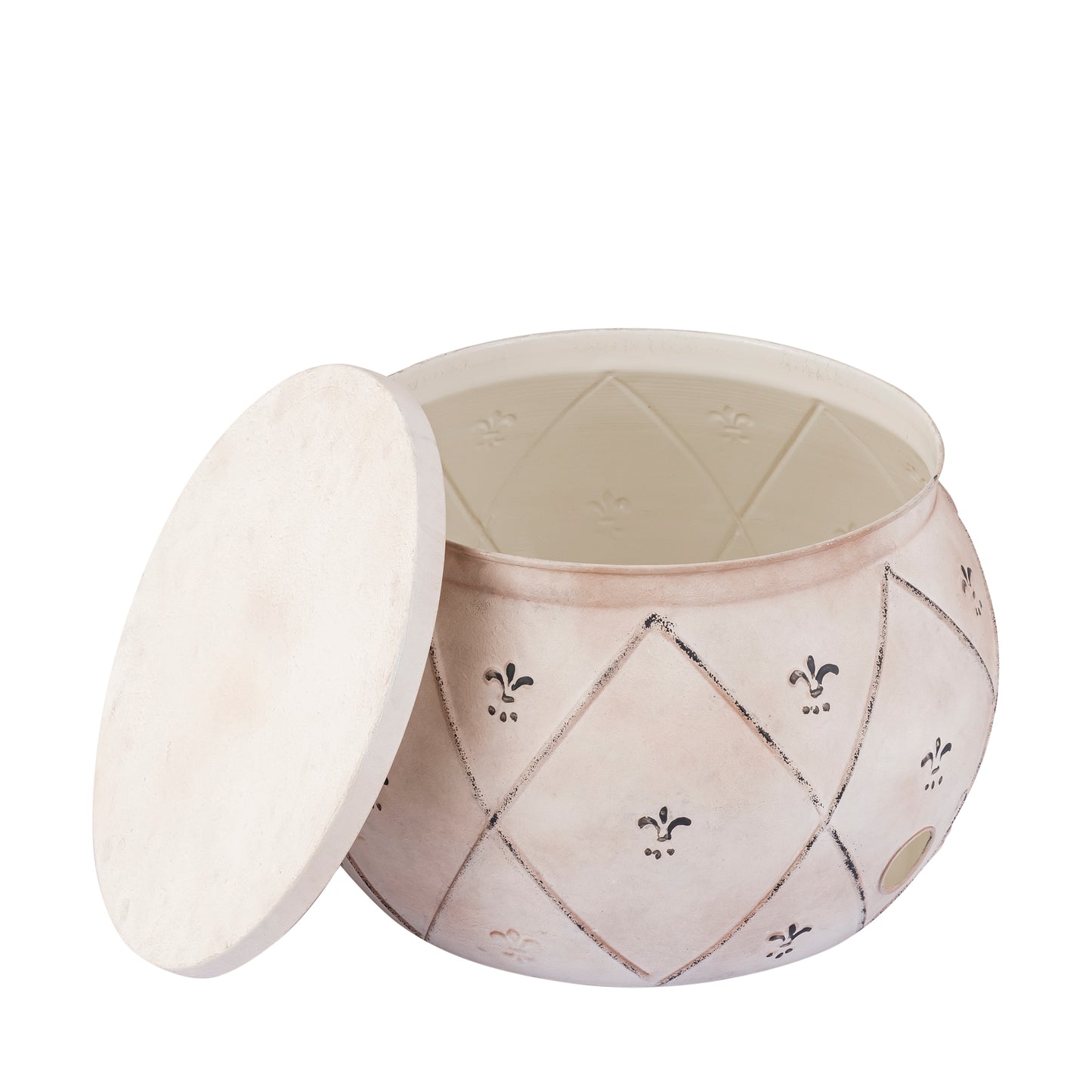 Drum Ivory Antique Metal Hose Pot