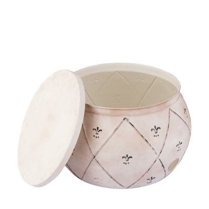 Drum Ivory Antique Metal Hose Pot