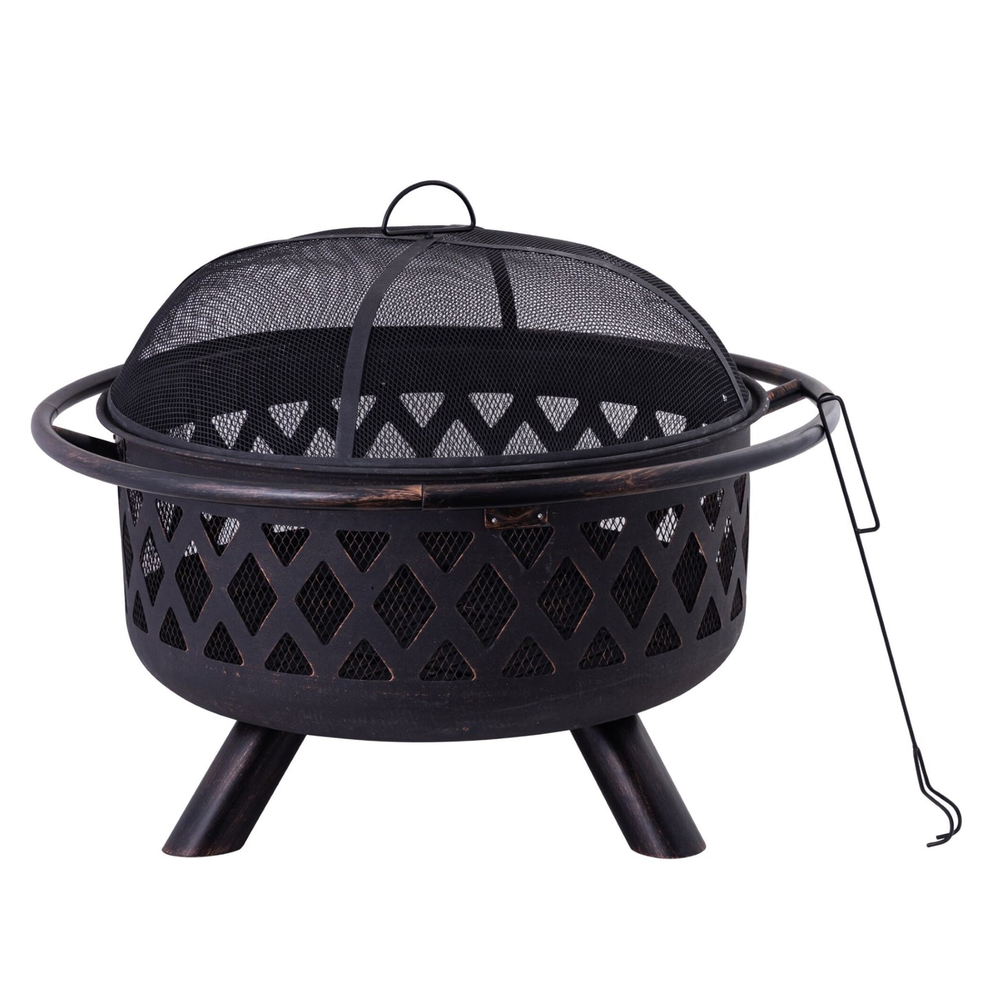 LATICE - 36 inch Black Outdoor Iron Fire Pit