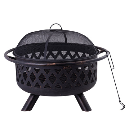 LATICE - 36 inch Black Outdoor Iron Fire Pit