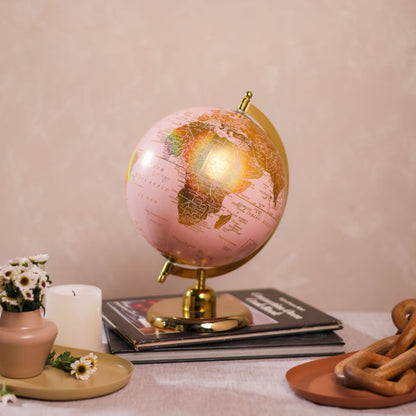 Romance Travel Pink Gold Globe Decor Object