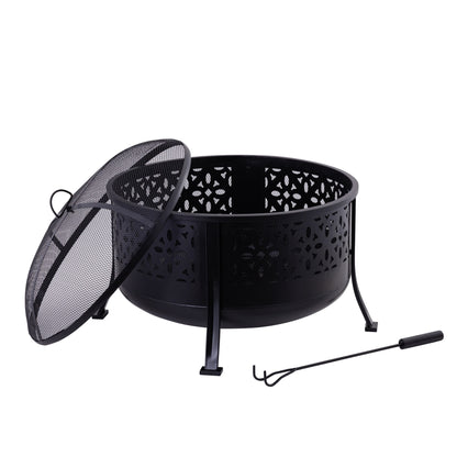 24.5 Inch Black Iron Diamond Cut Firepit