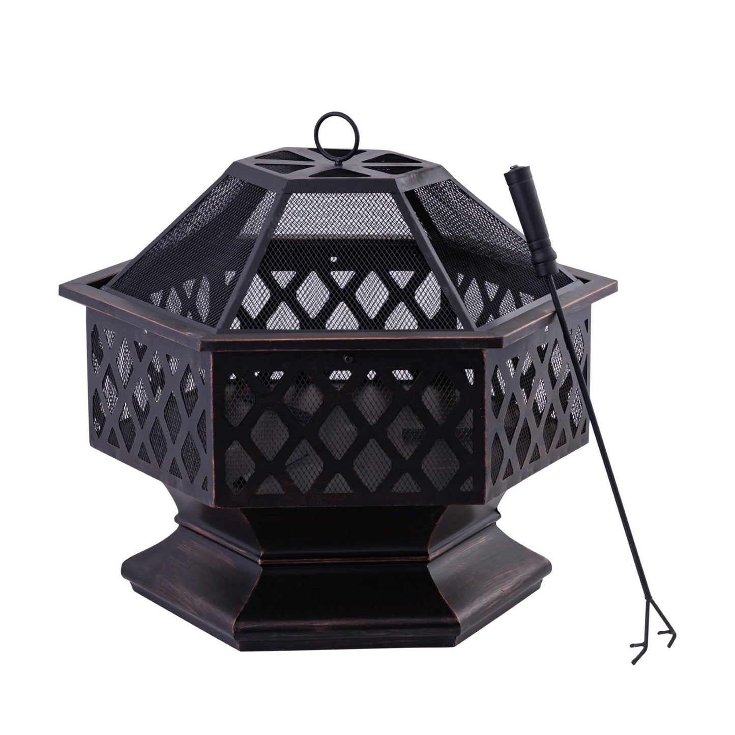 HEXAVE - 27.5 Inch Wrought Iron Hexagonal Fire Pit