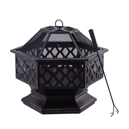 HEXAVE - 27.5 Inch Wrought Iron Hexagonal Fire Pit
