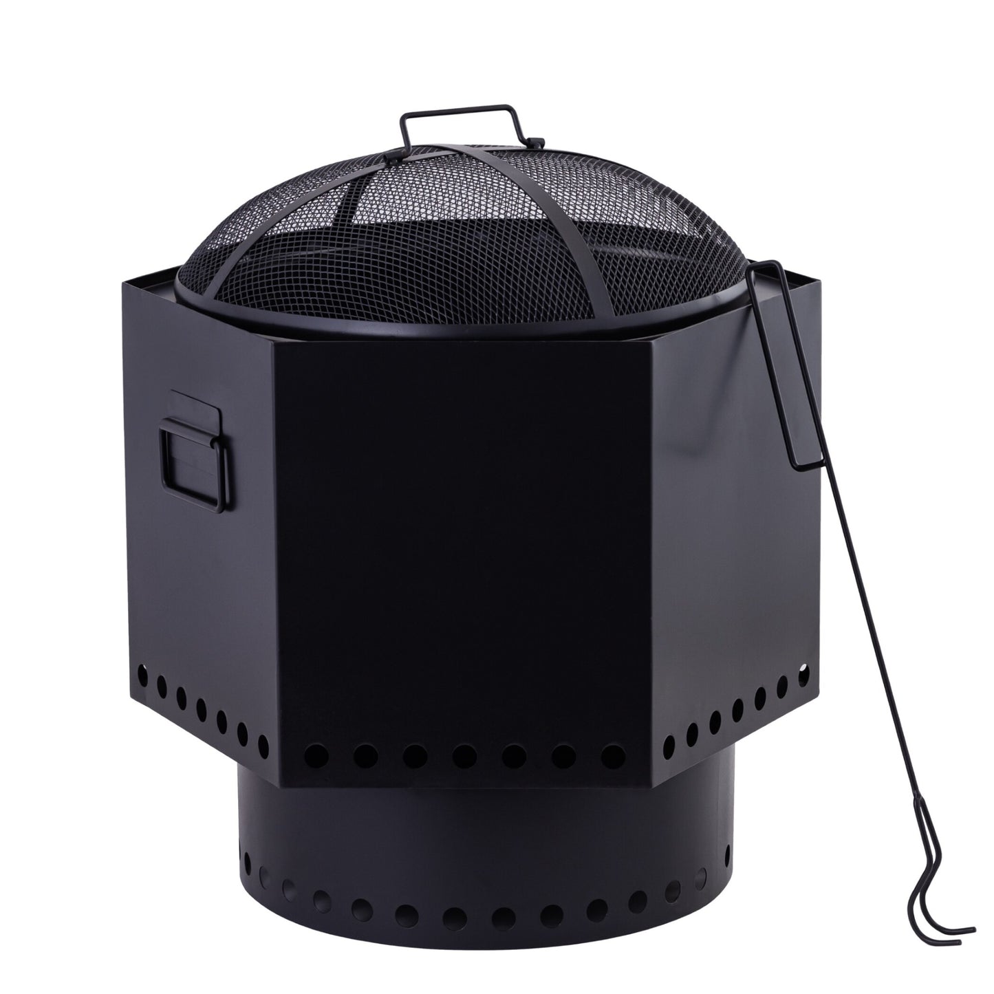 20.5 Inch Black Iron Salvo Smoke-less Hexagonal Firepit