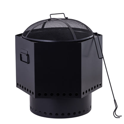 20.5 Inch Black Iron Salvo Smoke-less Hexagonal Firepit