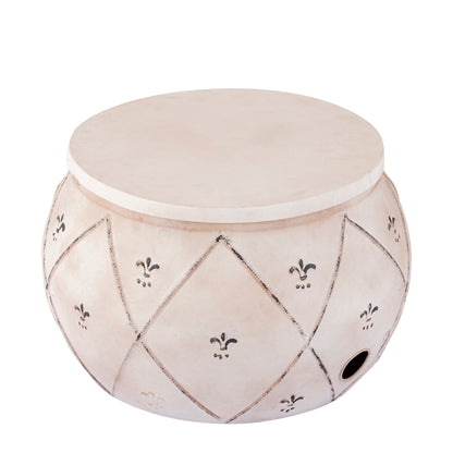 Drum Ivory Antique Metal Hose Pot