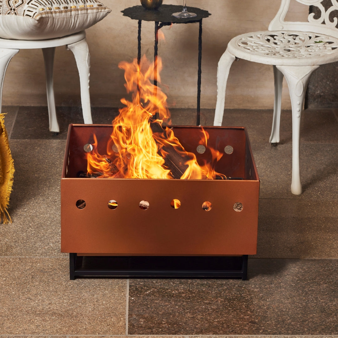 28.8 Inch Copper Lumbre Metal Square Firepit